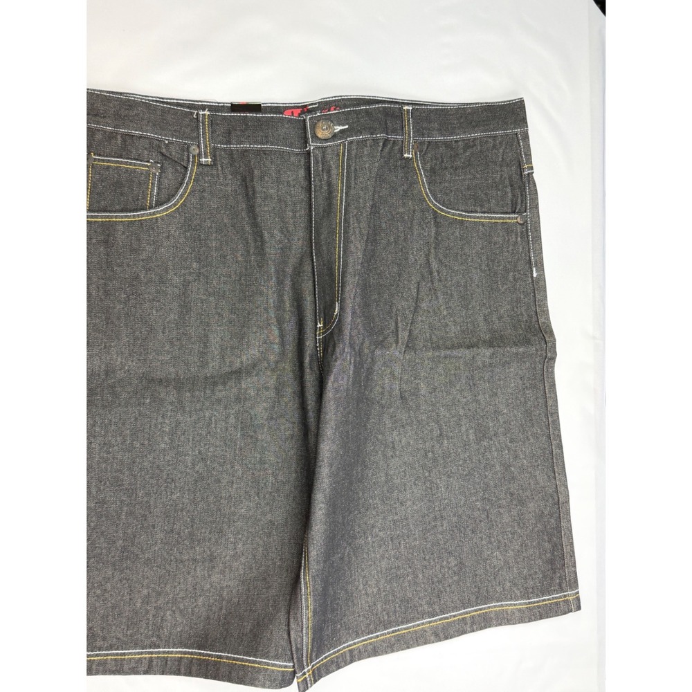 RK Jeans Co Mens Baggy Denim Shorts Charcoal Grey Contrast Stitch Y2K Size 48